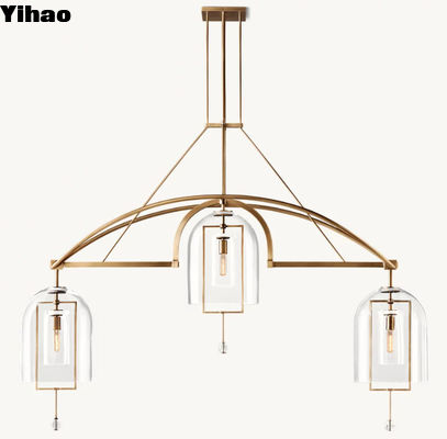 American Style Fulcrum Linear Brass Chandelier with Vintage Brass Finish 48.2 kg