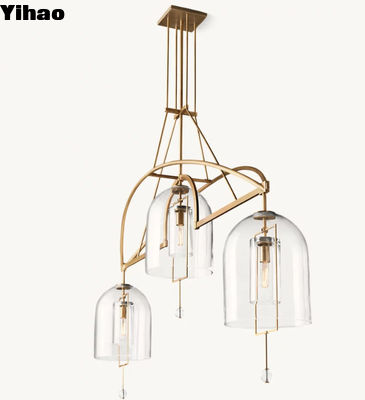 50.8 kg Fulcrum Linear Brass Crystal Chandelier with Decoration and Customizable Color