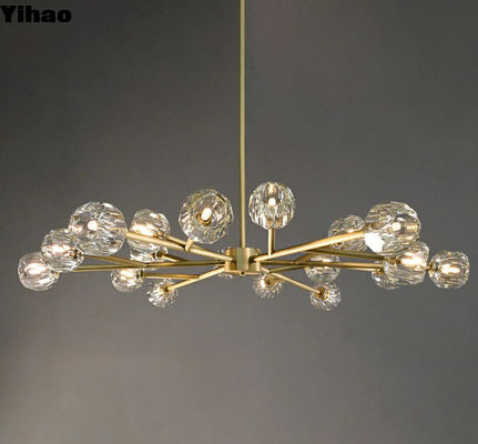 Crystal Style Modern Luxury Round Chandelier with Brass Mount D 153cm