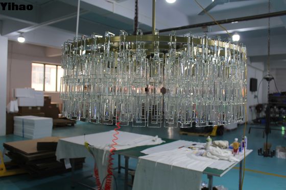 LED Modern Marignan Rectangular Chandelier 152cm Crystal Chandelier In Round Brass Finish