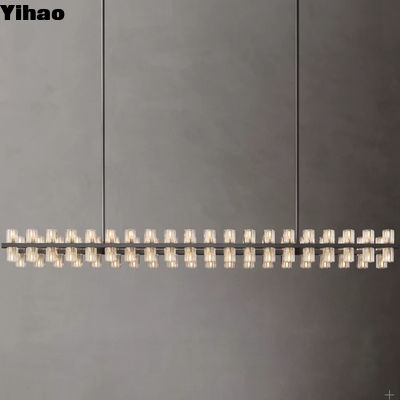 Luxury Large Gold Ractangular LED Chandelier Modern Decor Crystal Room Hanging For Bedroom Living Room
