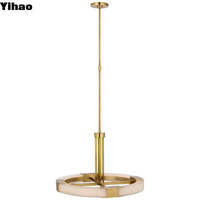 Brass Crystal Pendant Vintage Alabaster Brass Crystal Light for Elegant Indoor Spaces