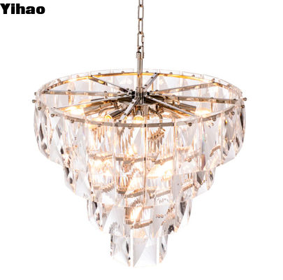 Multi Tier Contemporary Crystal LED Chandelier Round Iron for Living Room Bedroom Hotel