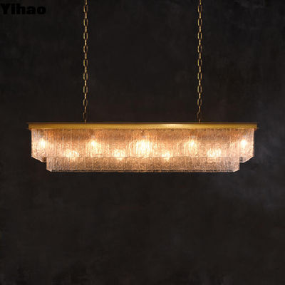 Ceiling Mount Indoor Crystal Chandelier with Bark Rectangular Pendant Demension 124cm/49