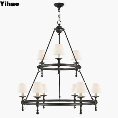 SL 5813 Classic Two-Tier Ring Chandelier Bronze / Polished Nickel / Hand-Rubbed Antique Brass 2 Tier Ring Chandelier