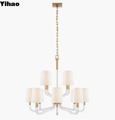 CHC 5903 Reagan Medium Two Tier Chandelier Polished Nickel / Antique-Burnished Brass Crystal Chandelier