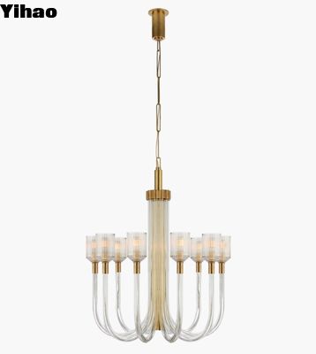 KW 5401 Reverie Medium Single Tier Chandelier Brass / Polished Nickel / Bronze With Clear Ribbed Glass