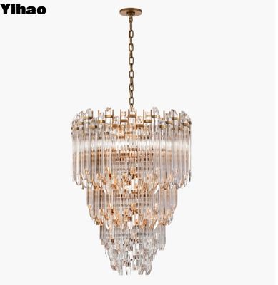 SK 5423 Adele Three-Tier Waterfall Brass Crystal Chandelier Polished Nickel / Hand-Rubbed Antique Brass With Clear Acrylic