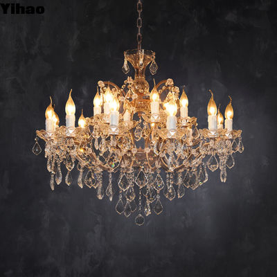French Retro Crystal Chandelier 18 Bulbs Dimmable With Ajustable Chain/Rod