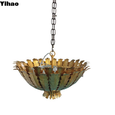 Lacquered Burnished Brass Finish Custom Copper Chandelier Ceiling-Mounted Installation For Living Room Dining Room Bedroom