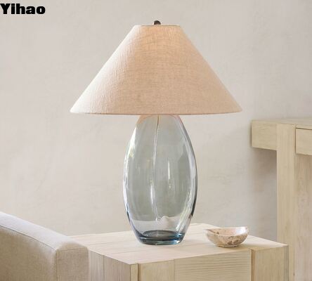 Custom Brass Finish Table Lamp with Linen Shade and 2700K Warm White LED Light