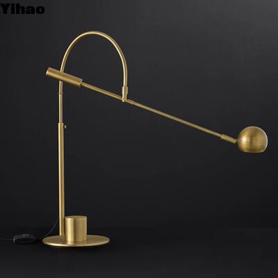 Yihao Classic Modern Copper Body LED Desk Lamp with 2700K Warm White Light and E14 Base for Home Decor