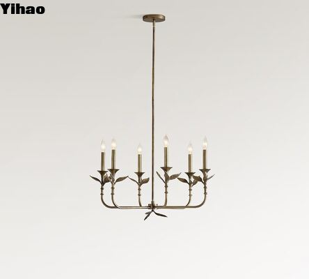 Customizable Antique Brass Finish LED Pendant Chandelier with Adjustable Height for Living Room and Bedroom