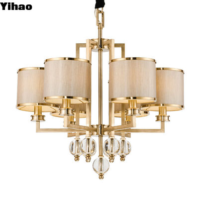 Brass Body Crystal Shade LED Chandelier with 50000 Hours Lifespan for Modern Dining Room Lighting