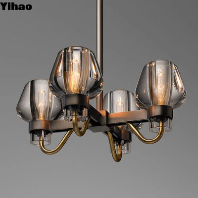 Modern Minimalist Brass Body Adjustable Height 50000 Hours Lifespan LED Pendant Light Chandelier
