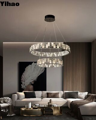 Yihao Luxury Adjustable Height K9 Crystal Chandelier for Modern Luxury Villa Living Room