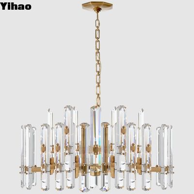 Brass Body Crystal Shade Pendant Light with 50000 Hours Lifespan for Luxury Home and Hotel Decor