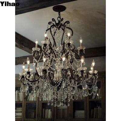 Custom Design Luxury Crystal Shade Pendant Light Chandelier with 50000 Hours Lifespan for Villa Lighting