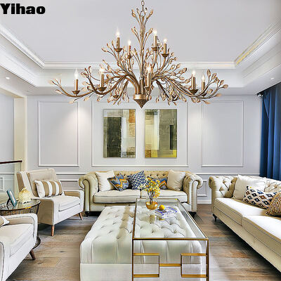 French Design Crystal Chandelier with Gold Body and 50000 Hours Lifespan for Luxury Suspended Lighting