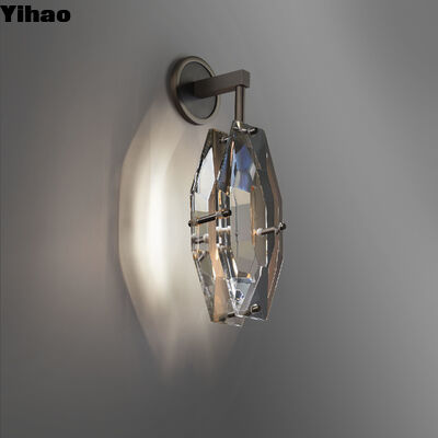 Modern Adjustable Height Brass Ceiling Pendant Light with Dimmable LED and K9 Crystal Shade