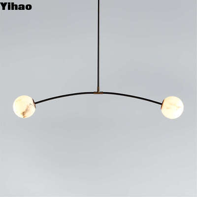 Modern Alabaster Shade Brass Body Pendant Light with 50000 Hours Lifespan for Kitchen and Living Room